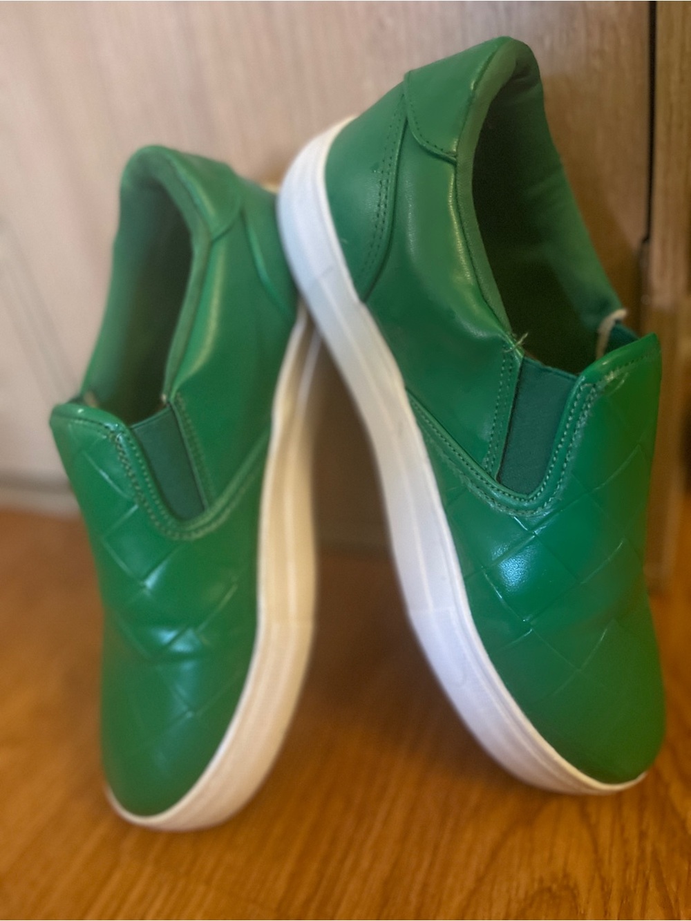 JustFab Green Quilted Slip-On Sneakers